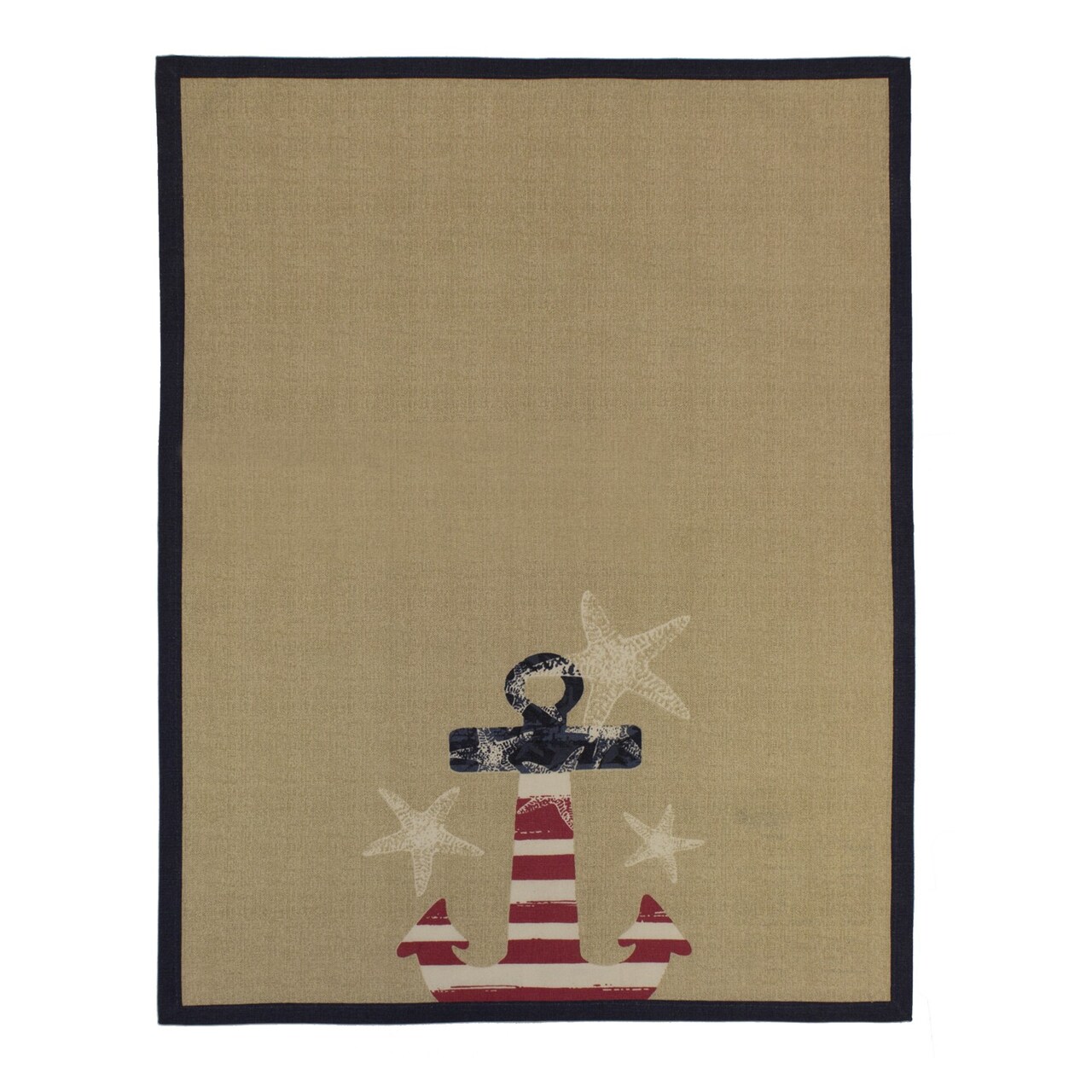 Patriotic Anchor Stars And Red White Blue American Flag Starfish 4th of July Kitchen Tea Towel Decor
